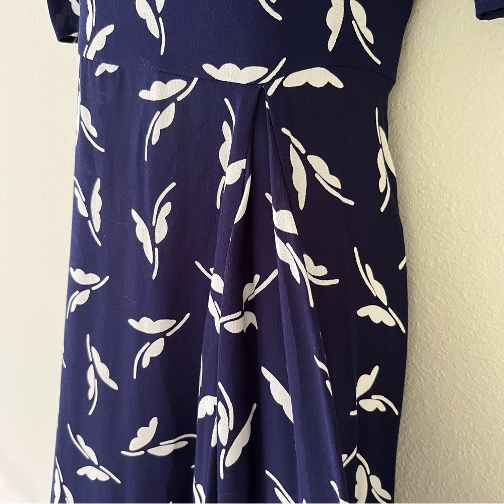 Anthropologie Maeve Fern Ruched Dress Size 4 Navy Retro Rockabilly Cottagecore - Picture 4 of 11